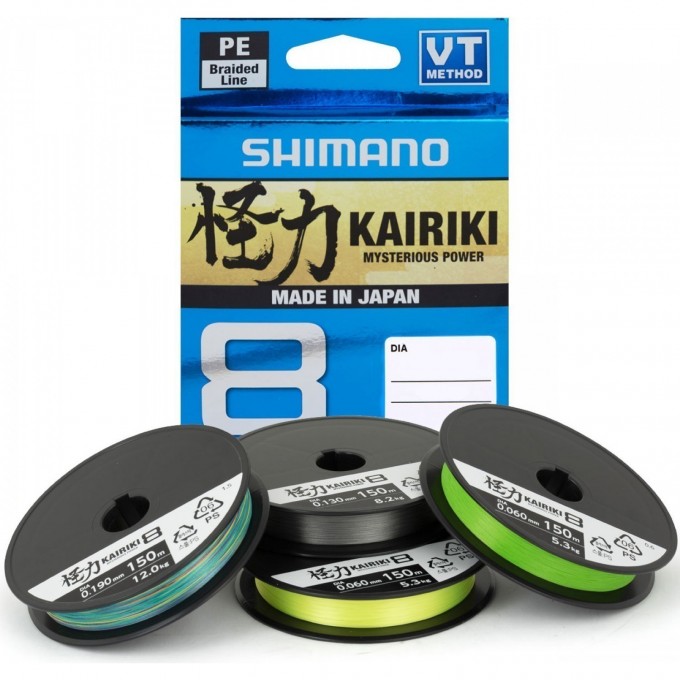 Леска плетёная SHIMANO KAIRIKI 8 PE 150м зеленая 0.130 мм 8.2 кг 59WPLA58R02 Леска плетёная SHIMANO KAIRIKI 8 PE 150м зеленая 0.130 мм 8.2 кг 59WPLA58R02